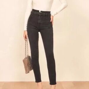 REFORMATION KAYO HIGH AND SKINNY BELTED JEANS 25 BB